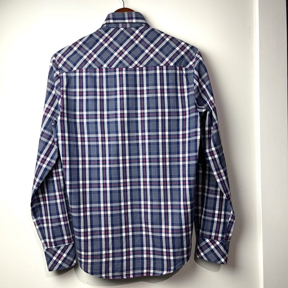 Benny Gold chambray plaid button up - Picture 2 of 16